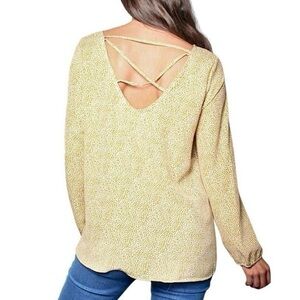 MOA MOA Top With Long Sleeves, Scoop Neck and Criss-Cross Detail in Back